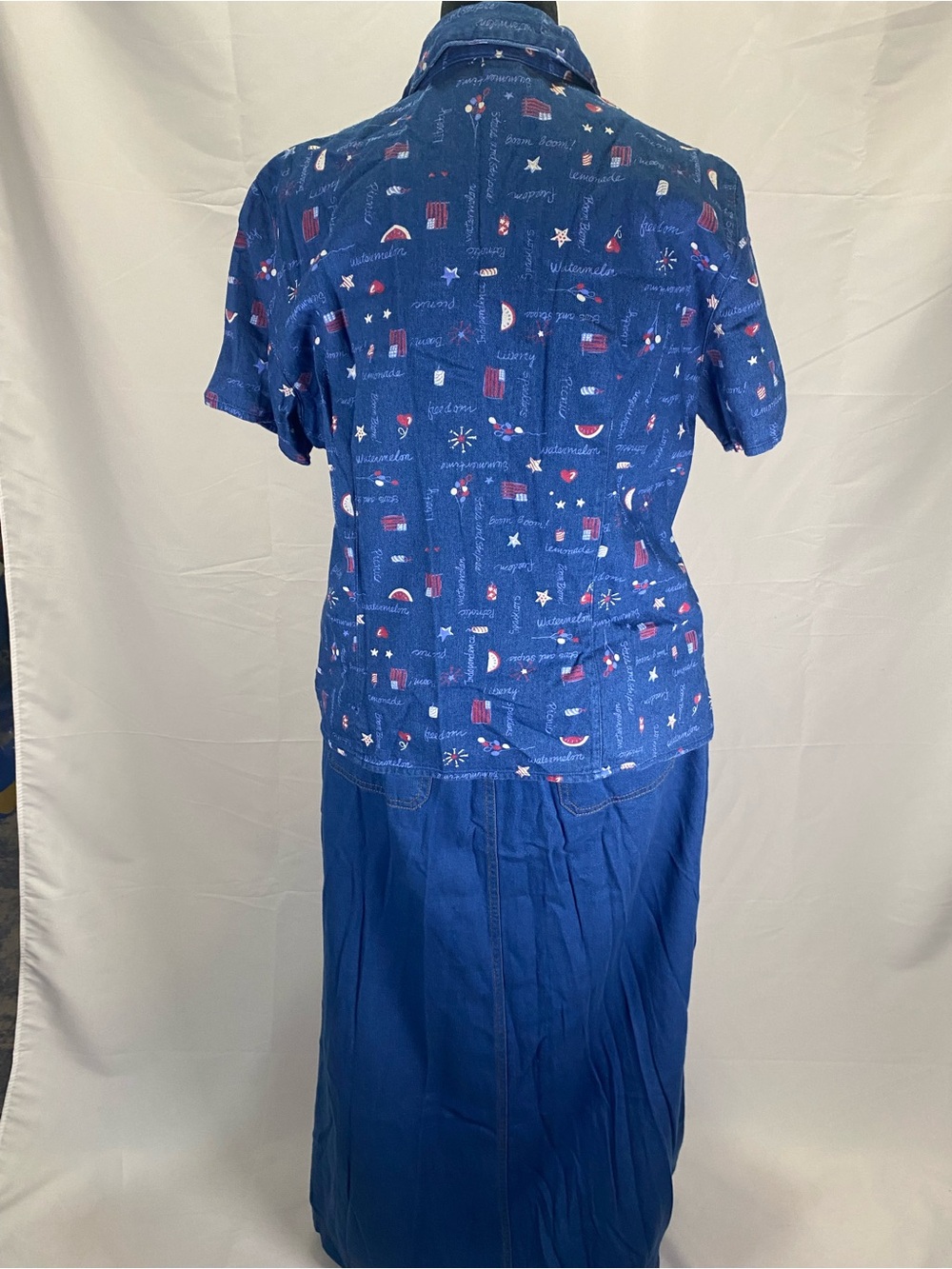 Koret Blue Denim Women's Overalls with Red & White Plaid Trim - Picture 8 of 16